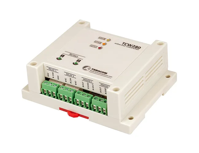 TCW280 | Ethernetový výstupní modul s galvanicky oddělenými porty, 2x relé, 4x 